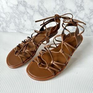 VINCE. Palmera Brown Leather Gladiator Sandals Size 7.5 M